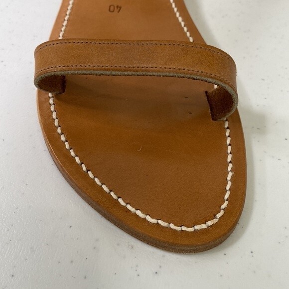 K.Jacques Laura Flat Sandals Pul Natural Handmade Leather Double-Strap - Picture 5 of 15